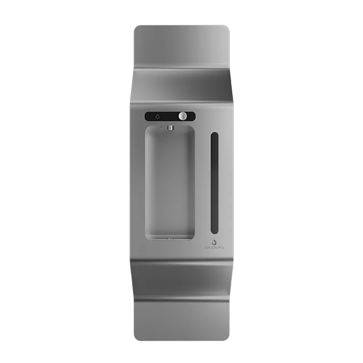 Blupura Wall-1 Zero vægmonteret vanddispenser med én betjeningsknap, set forfra